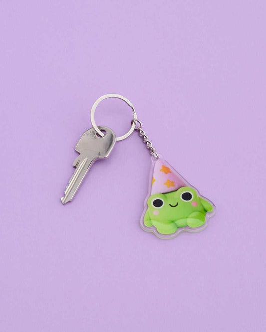 Clay Date™ acrylic character keychain with silver metal keyring and printed artwork