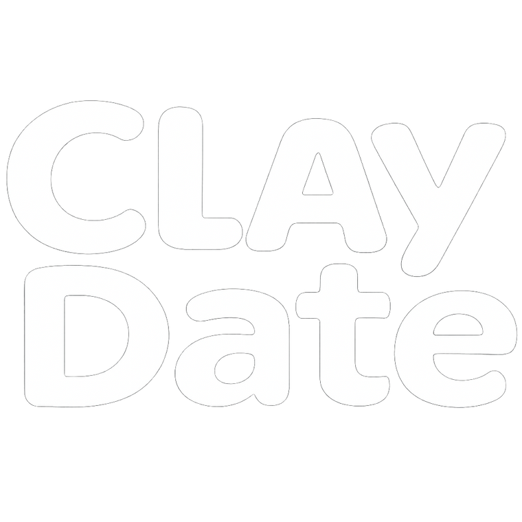 Text 'CLAY Date' in a minimalist style on a white background